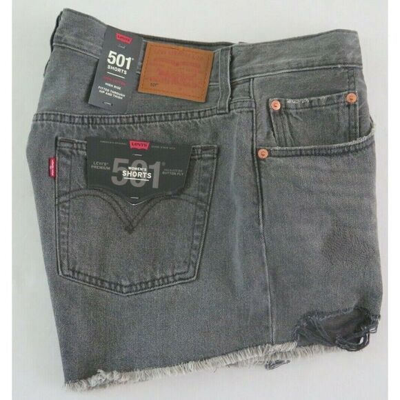 Levi's Premium 501 Women's Sz 31 Gray Distressed High Rise Cut Off Shorts $70+ - Picture 7 of 8